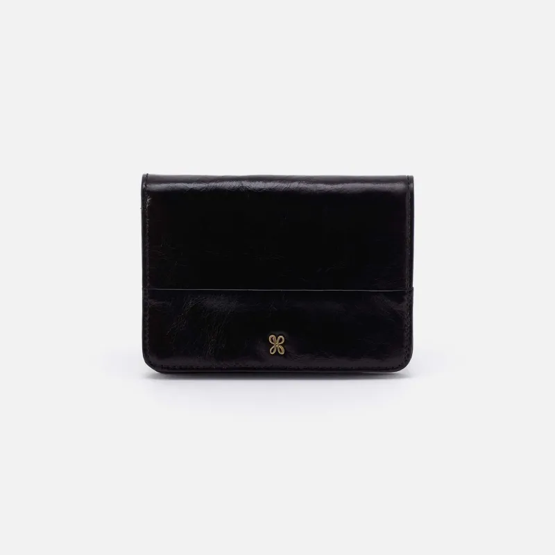 Jill Bifold Wallet in Polished Leather - Black made by HOBO