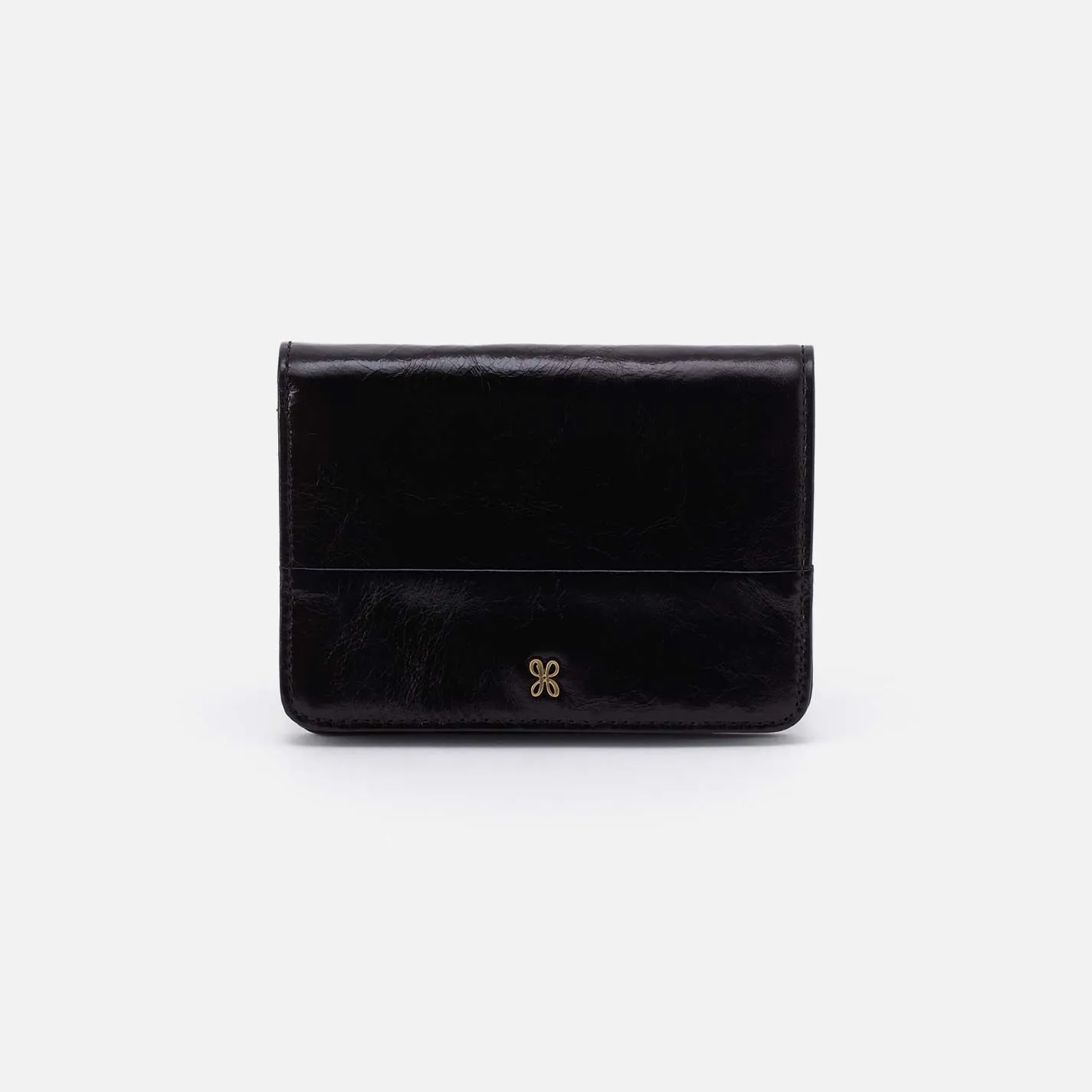 Jill Bifold Wallet in Polished Leather - Black sold by HOBO
