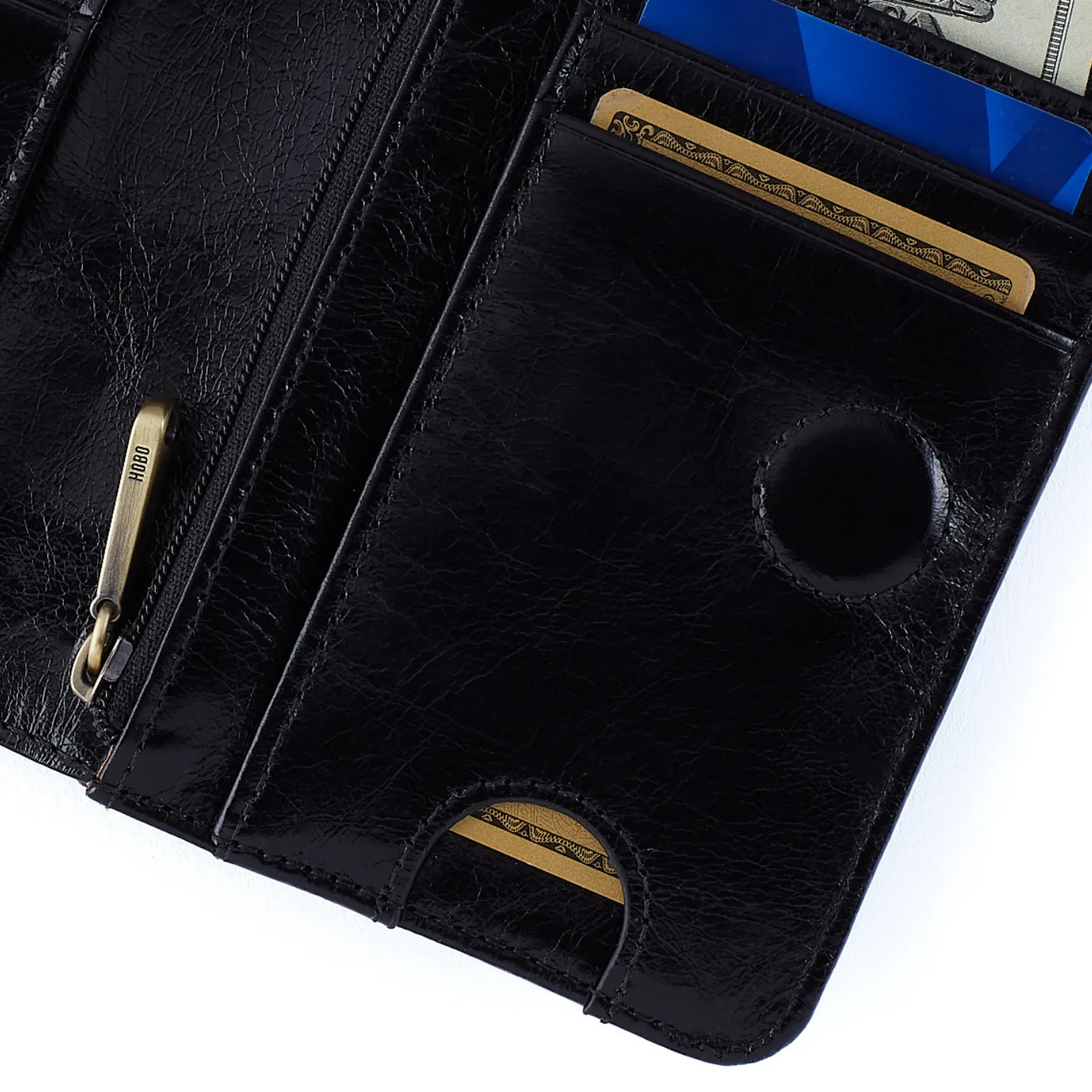 Jill Bifold Wallet in Polished Leather - Black sold by HOBO product image thumbnail 2
