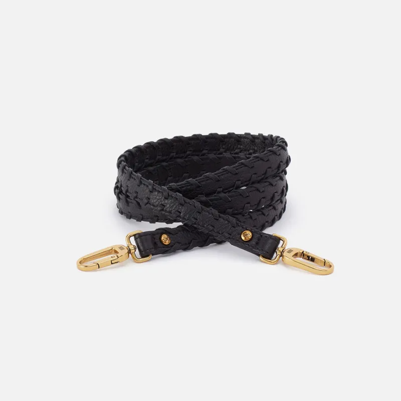 Thin Braided Strap in Pebbled Leather - Black made by HOBO