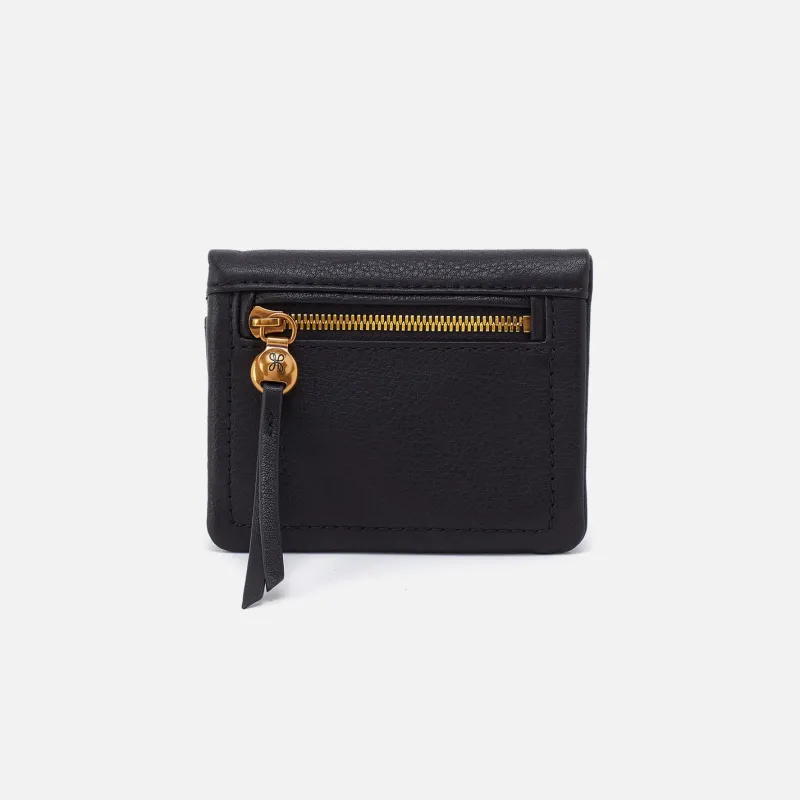 Lumen Mini Wallet in Pebbled Leather - Black made by HOBO
