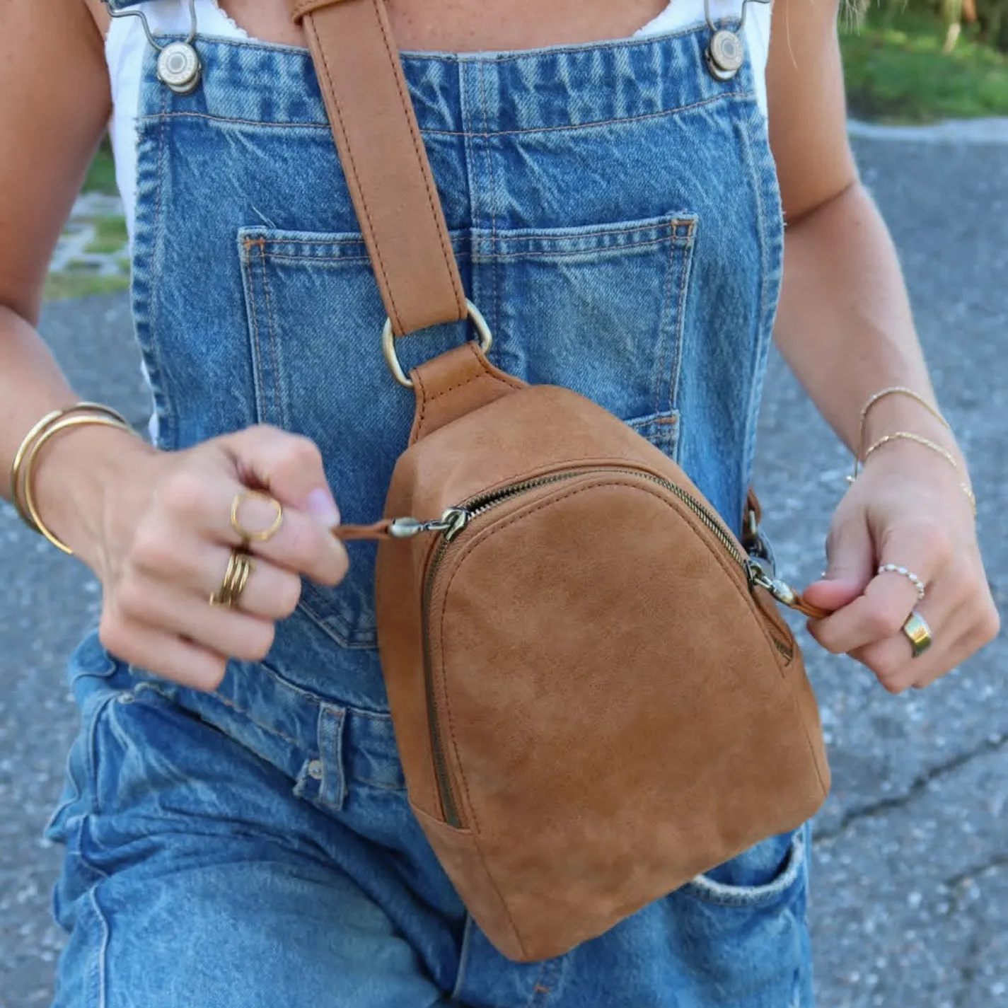 Fern Sling in Buffed Leather - Whiskey sold by HOBO product image thumbnail 2