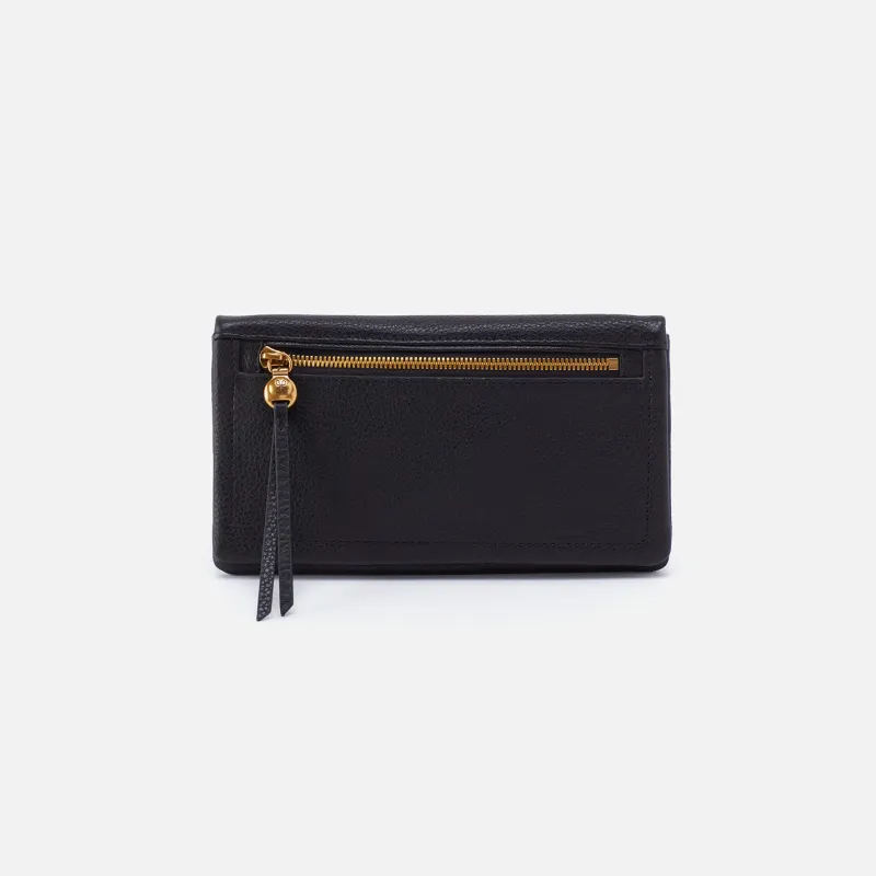 Lumen Continental Wallet in Pebbled Leather - Black made by HOBO