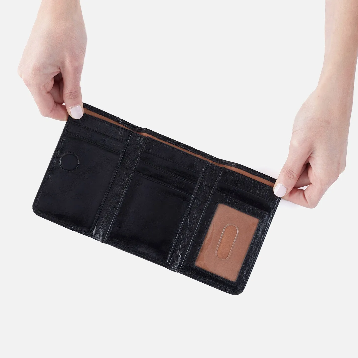 Jill Trifold Wallet in Polished Leather - Black sold by HOBO product image thumbnail 2