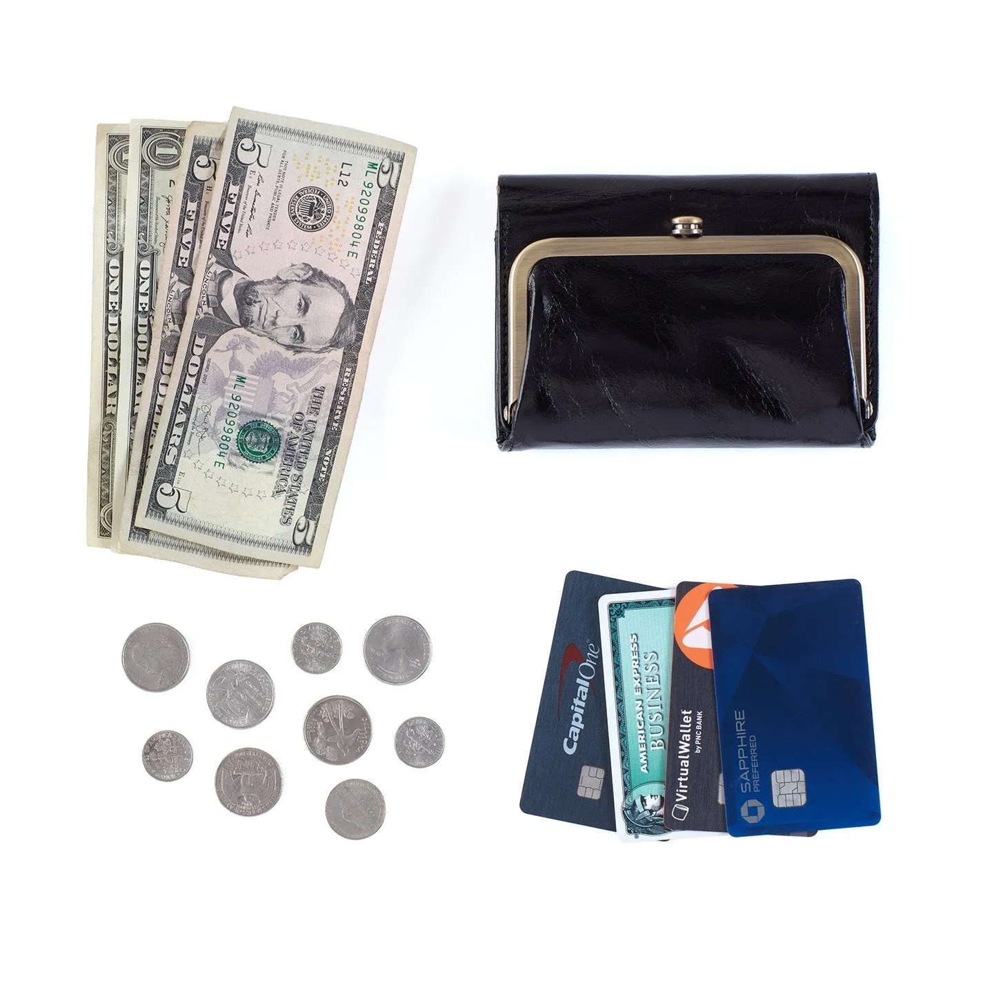 Robin Compact Wallet in Polished Leather - Black sold by HOBO product image thumbnail 2