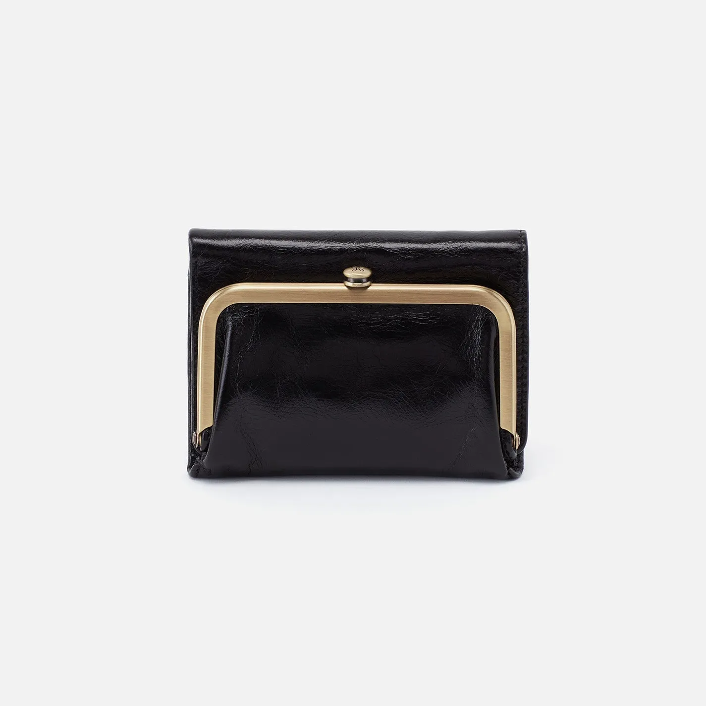 Robin Compact Wallet in Polished Leather - Black sold by HOBO