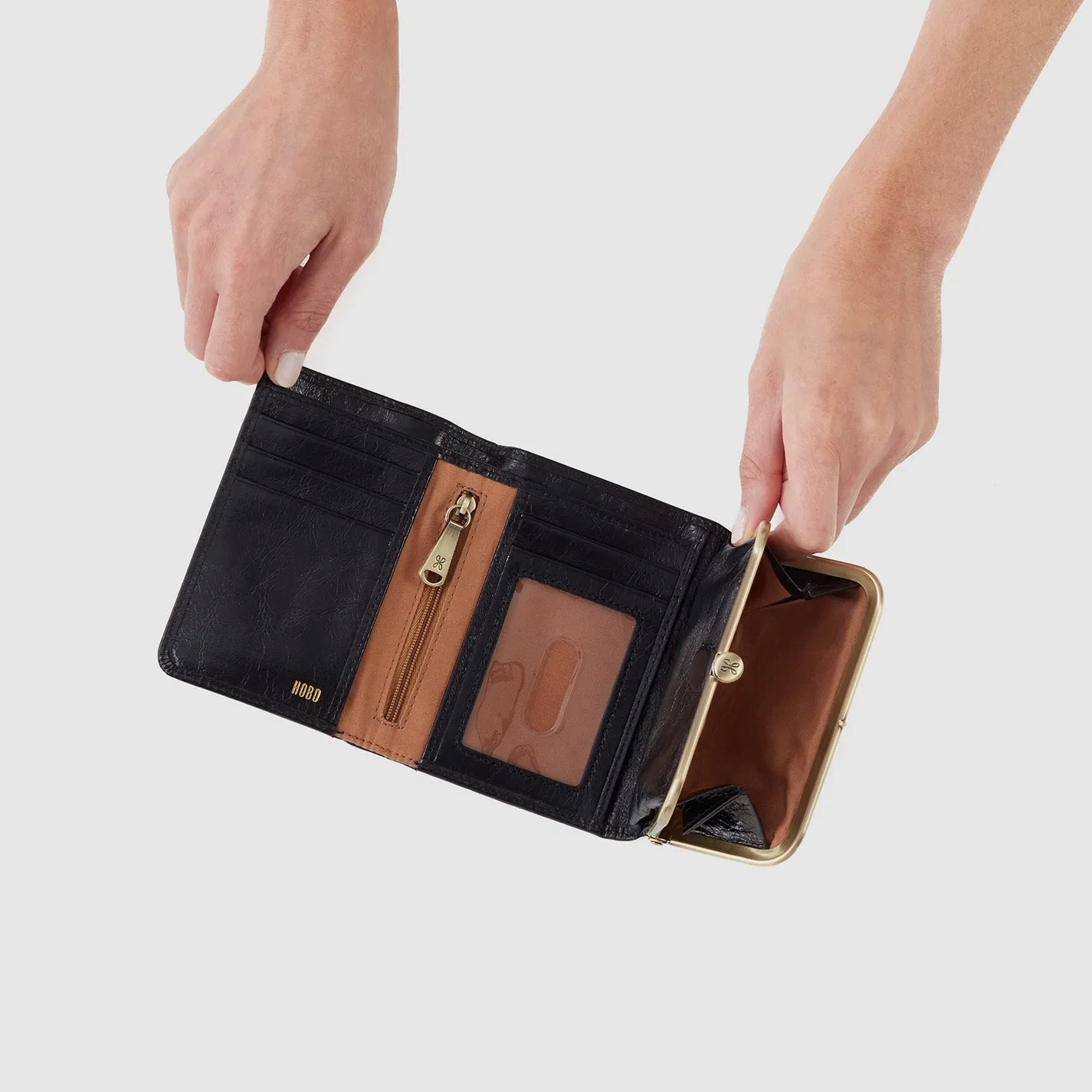 Robin Compact Wallet in Polished Leather - Black sold by HOBO product image thumbnail 3
