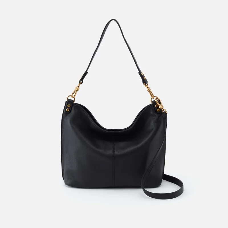 Pier Shoulder Bag in Pebbled Leather - Black made by HOBO