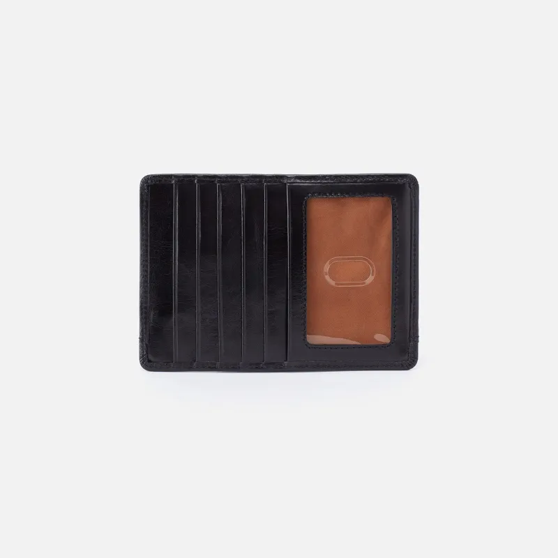 Euro Slide Card Case in Polished Leather - Black made by HOBO