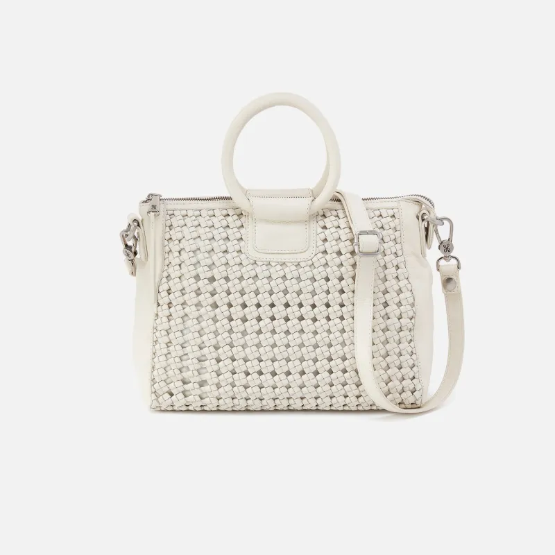 Sheila Medium Satchel in Woven Leather - Whitecap made by HOBO