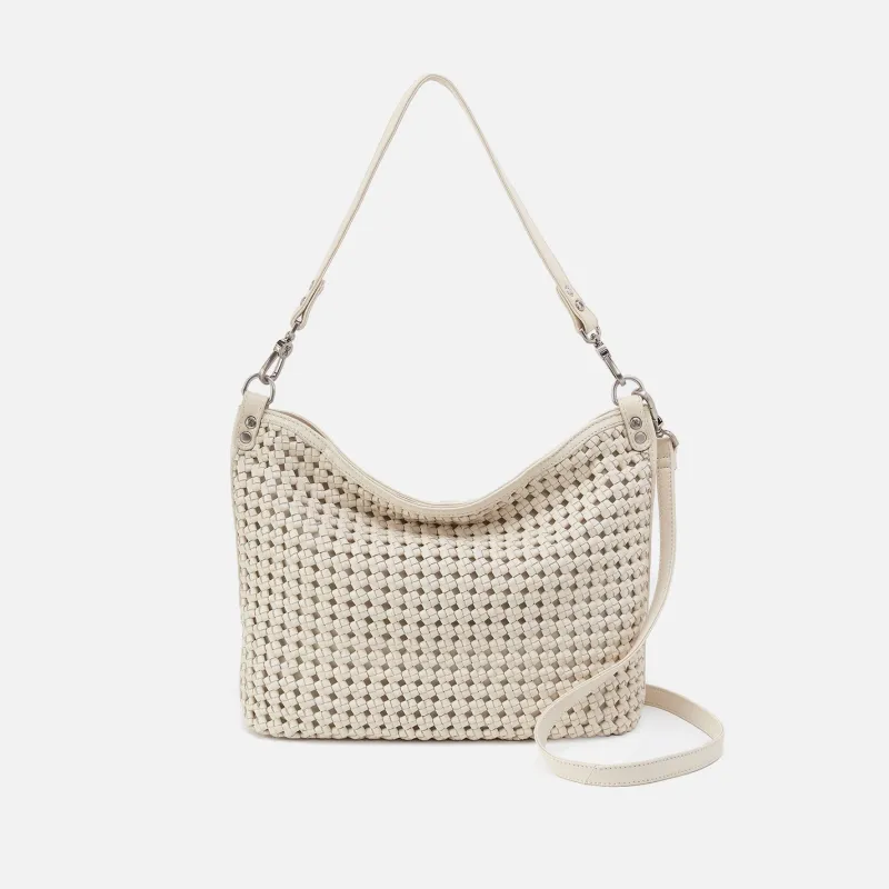 Pier Shoulder Bag in Woven Leather - Whitecap made by HOBO