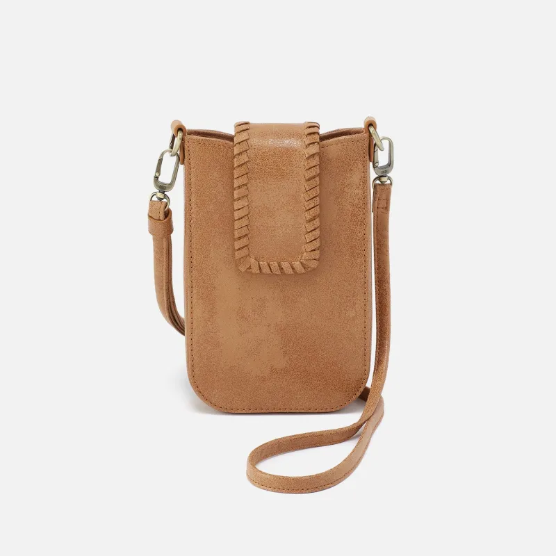 Expedition Phone Crossbody in Buffed Leather - Whiskey made by HOBO