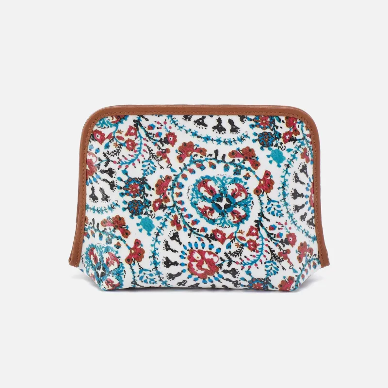 Beauty Cosmetic Pouch in Printed Leather - Batik Blooms made by HOBO