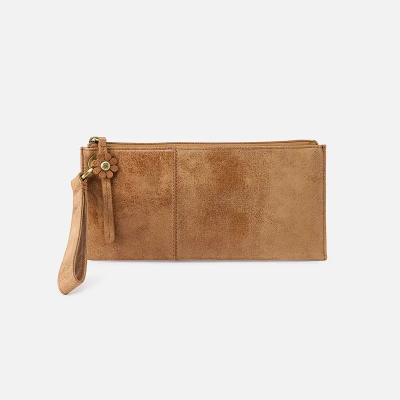 Vida Wristlet In Buffed Leather - Whiskey made by HOBO