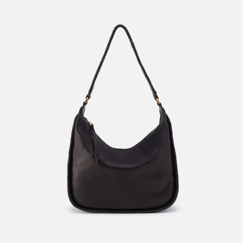 Mia Crescent Large Hobo In Smooth Leather - Black made by HOBO
