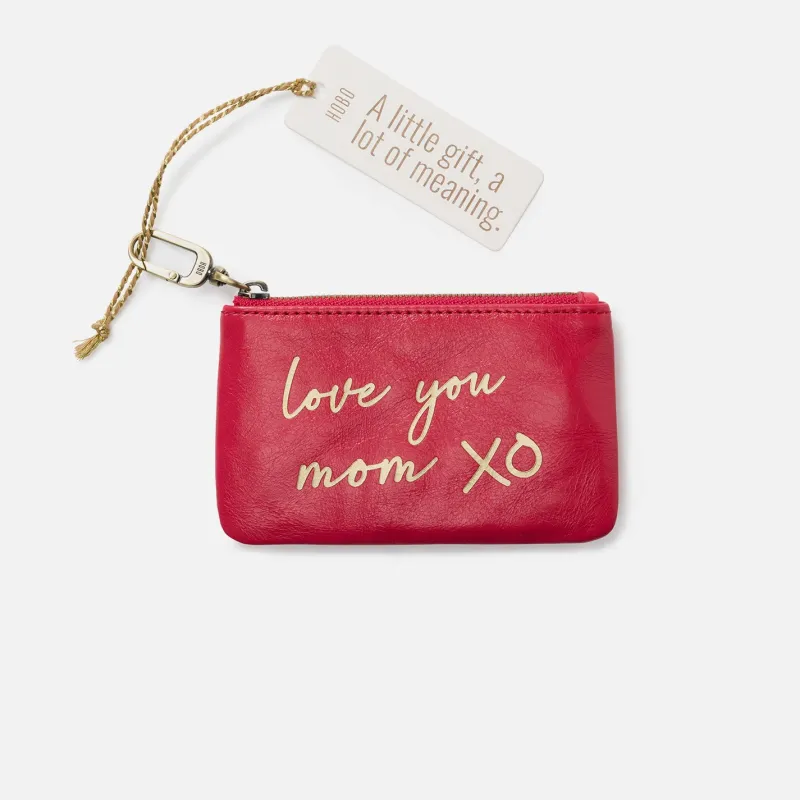 Sentiment Pouch In Polished Leather - Hibiscus Love You made by HOBO