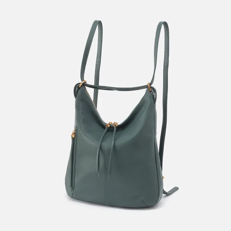 Merrin Convertible Backpack in Pebbled Leather - Sage Leaf made by HOBO