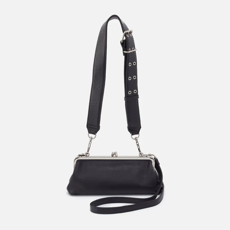 Alba Frame Small Shoulder Bag in Pebbled Leather - Black made by HOBO