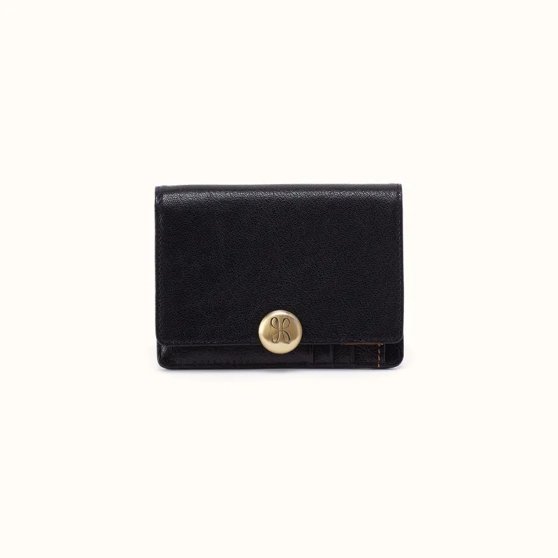 Hutton Small Wallet In Micrograin Leather - Black made by HOBO