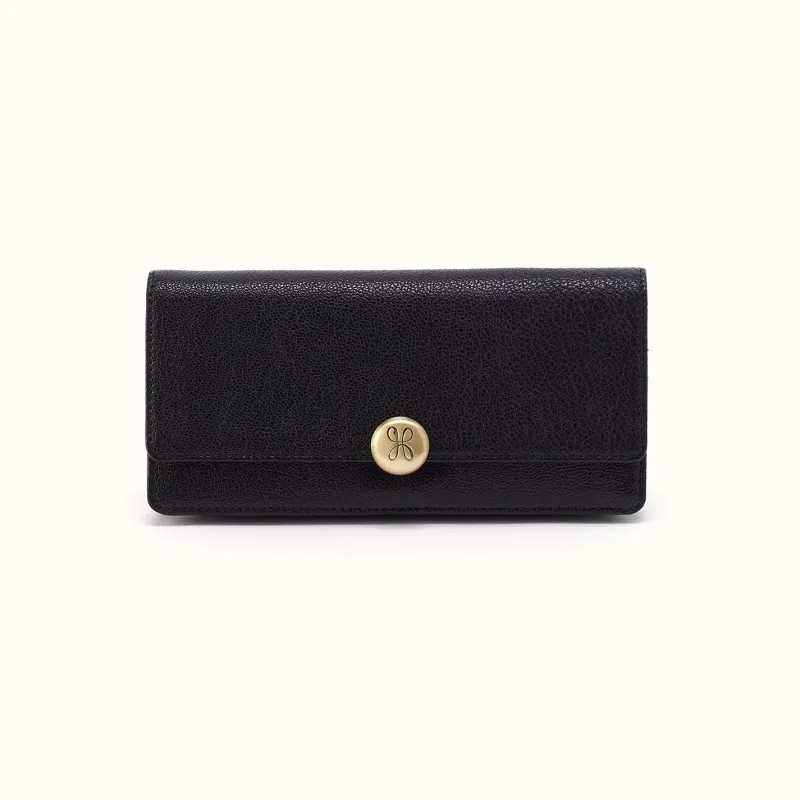 Hutton Large Wallet In Micrograin Leather - Black made by HOBO
