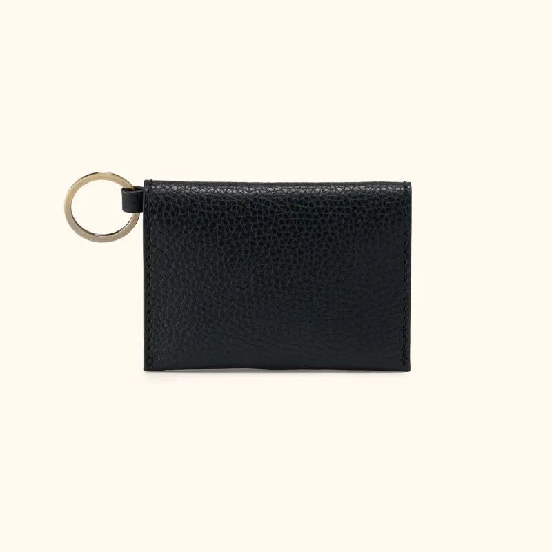 Vida Card Case In Micro Pebbled Leather - Black made by HOBO