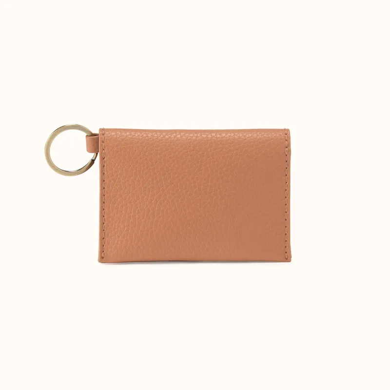Vida Card Case In Micro Pebbled Leather - Biscuit made by HOBO