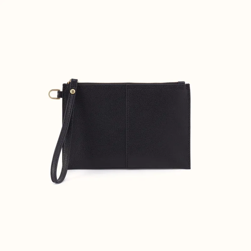 Vida Small Pouch In Micro Pebbled Leather - Black made by HOBO