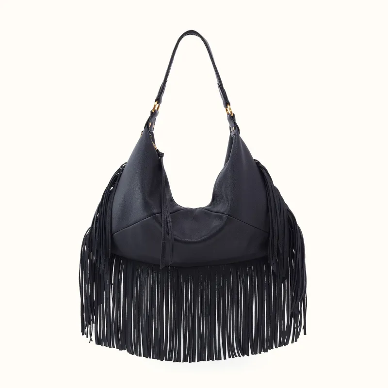 Paloma Hobo In Pebbled Leather - Black made by HOBO