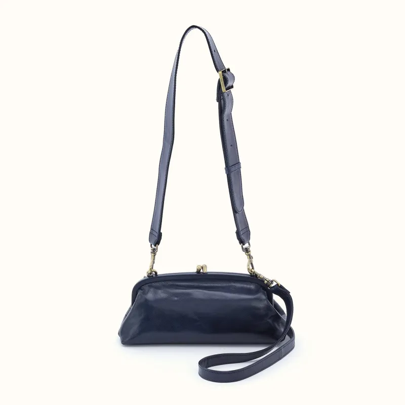 Alba Frame Small Shoulder in Polished Leather - Ink Navy made by HOBO