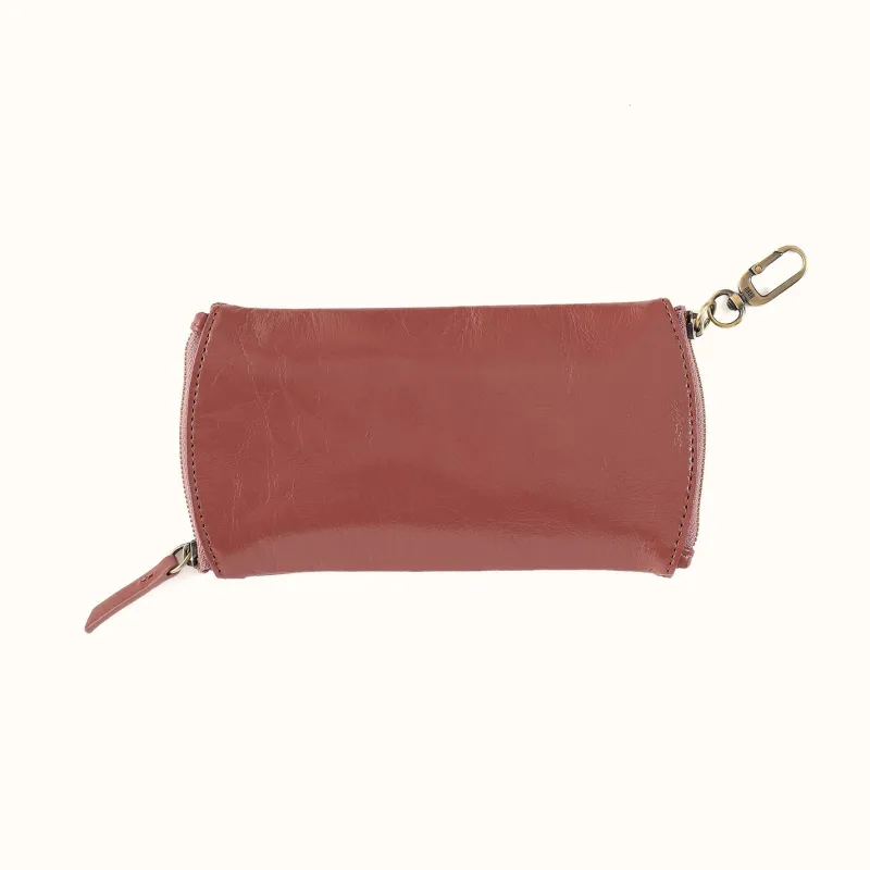 Spark Double Eyeglass Case In Polished Leather - Rosewood made by HOBO
