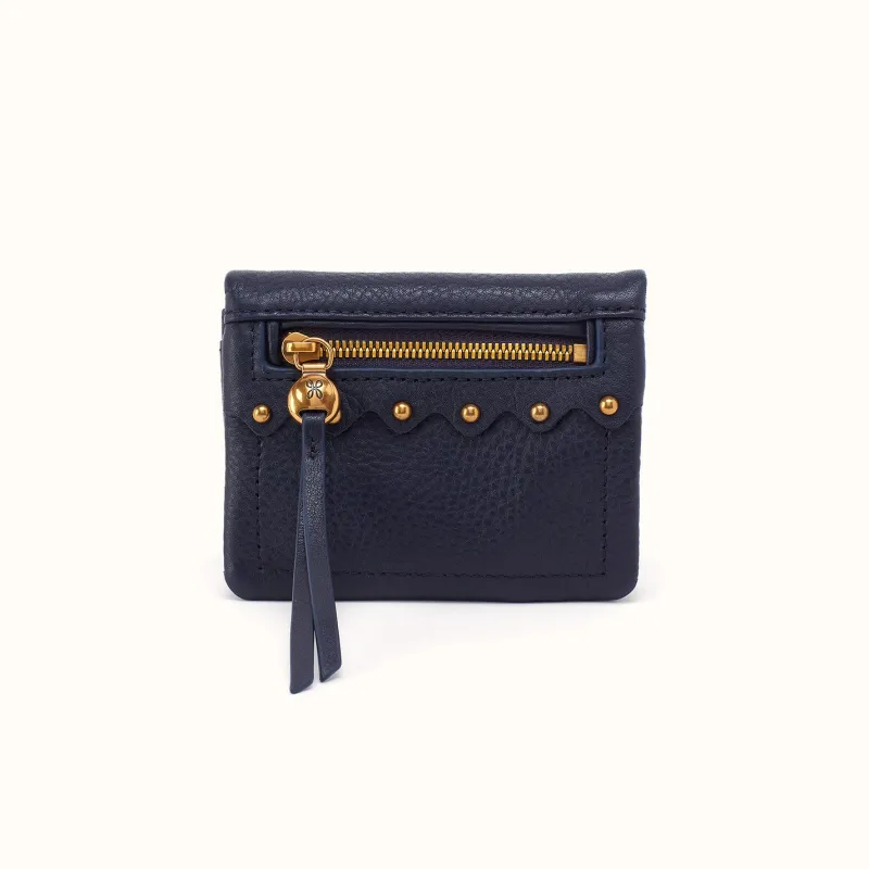 Lumen Mini Wallet In Pebbled Leather - Ink Navy made by HOBO