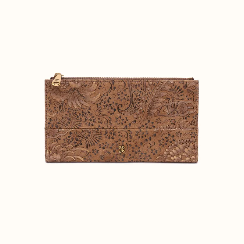Jill Large Bifold Wallet In Printed Leather - Mink Folklore made by HOBO