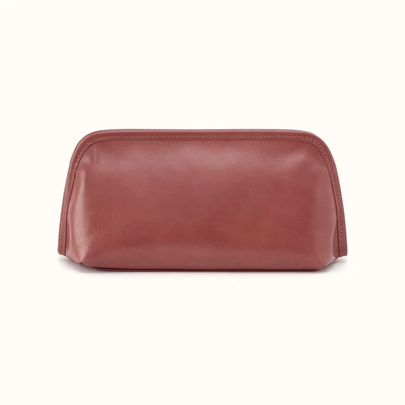 Beauty Brush Case In Polished Leather - Rosewood made by HOBO