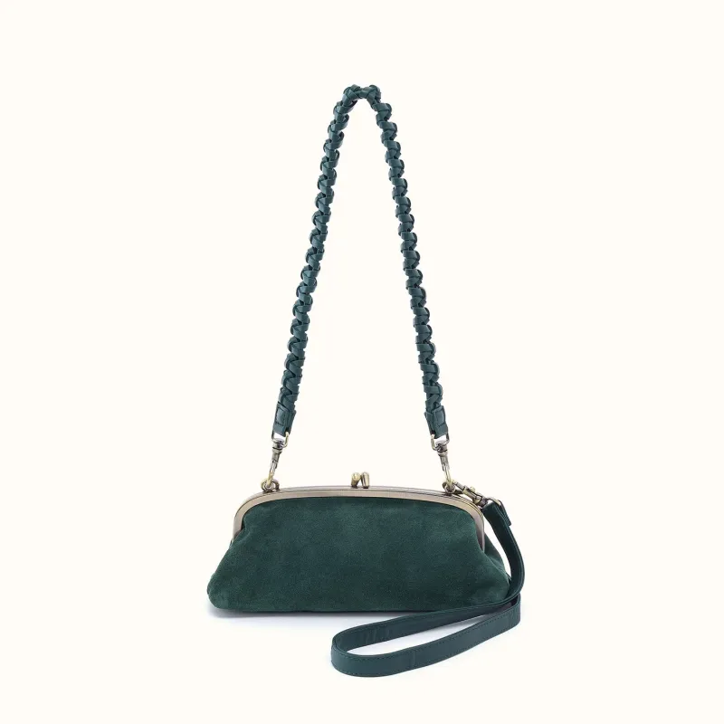 Alba Frame Small Shoulder in Buffed Leather - Pine Needle made by HOBO