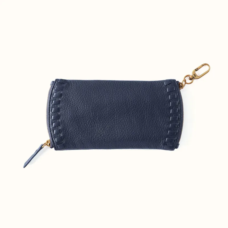 Spark Double Eyeglass Case In Pebbled Leather - Ink Navy made by HOBO