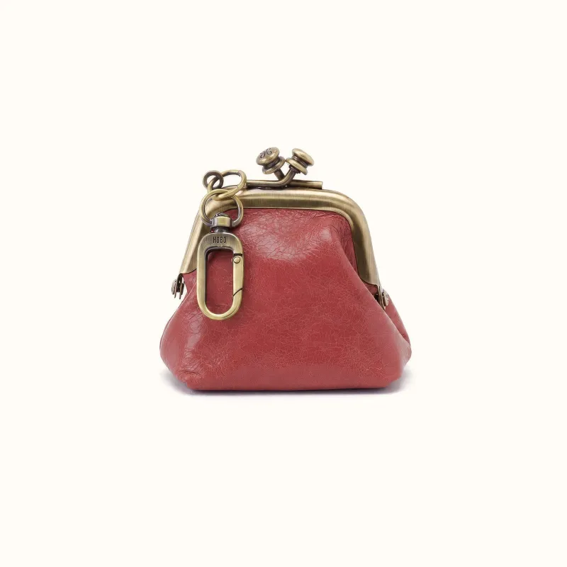 Run Frame Pouch In Polished Leather - Rosewood made by HOBO