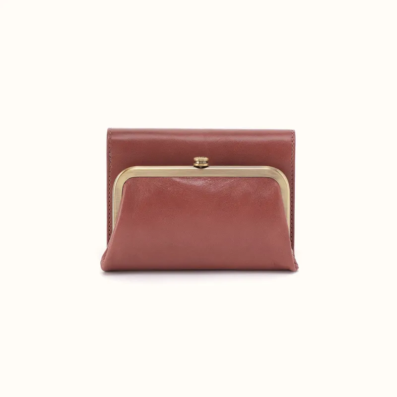 Robin Compact Wallet In Polished Leather - Rosewood made by HOBO