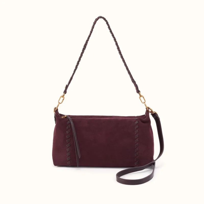 Darcy Shoulder In Suede Leather - Dark Cherry made by HOBO