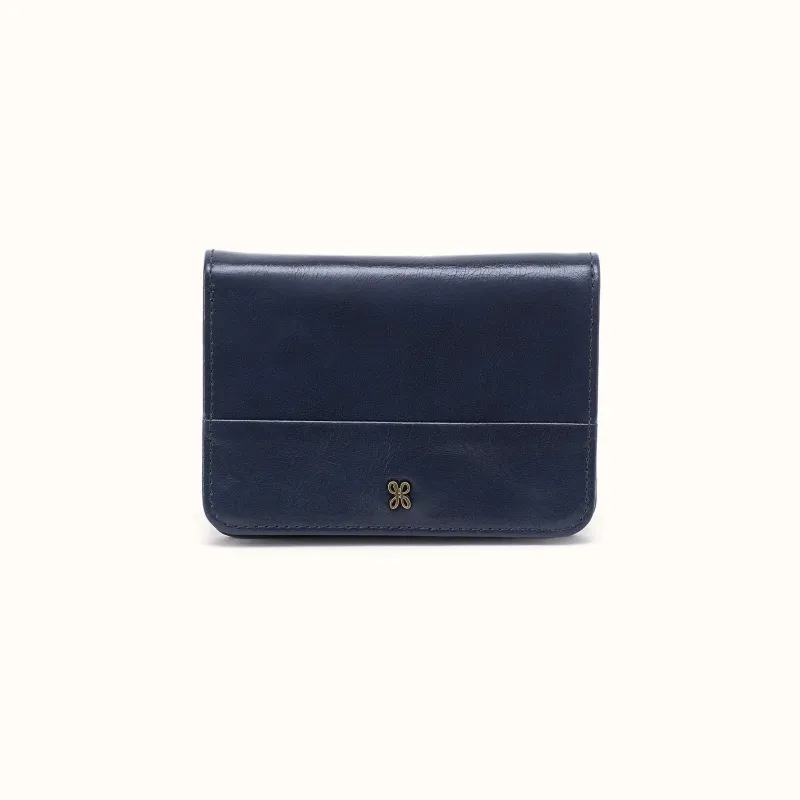Jill Bifold Wallet In Polished Leather - Ink Navy made by HOBO