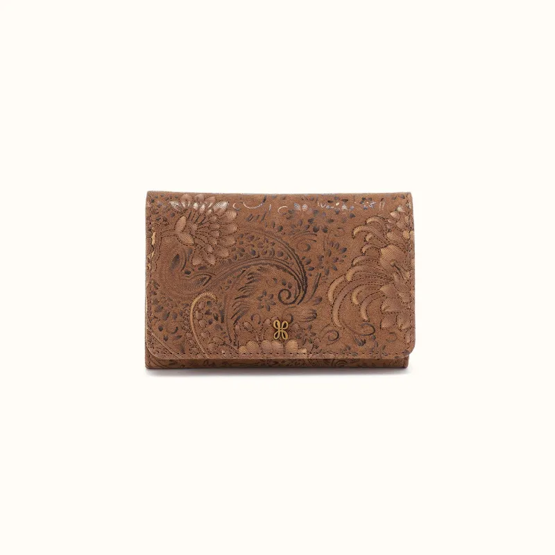 Jill Trifold Wallet In Printed Leather - Mink Folklore made by HOBO