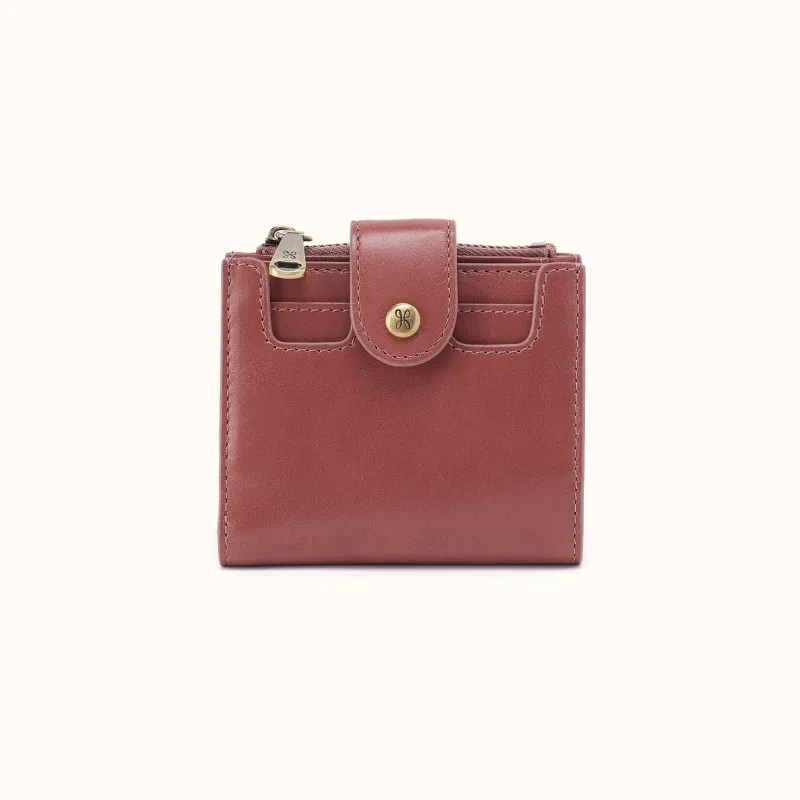 Dunn Mini Wallet In Polished Leather - Rosewood made by HOBO