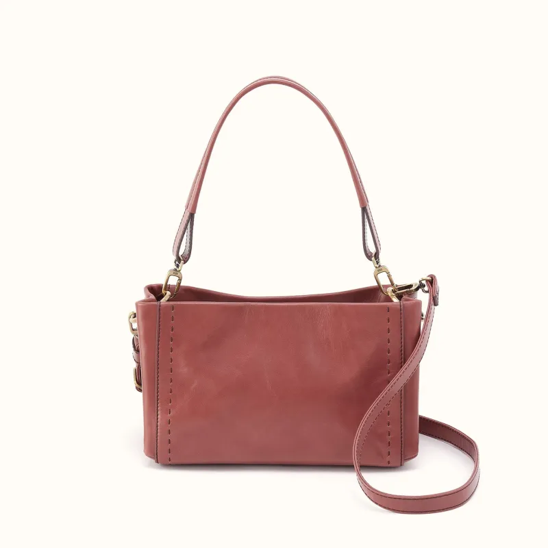 Seneca Shoulder Crossbody In Polished Leather - Rosewood made by HOBO