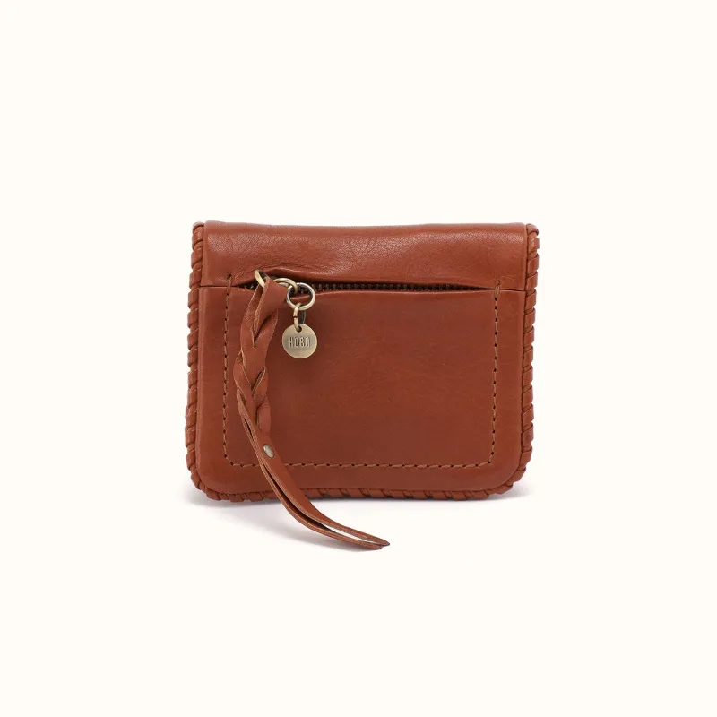 Lumen Mini Wallet In Washed Leather - Kindling Brown made by HOBO
