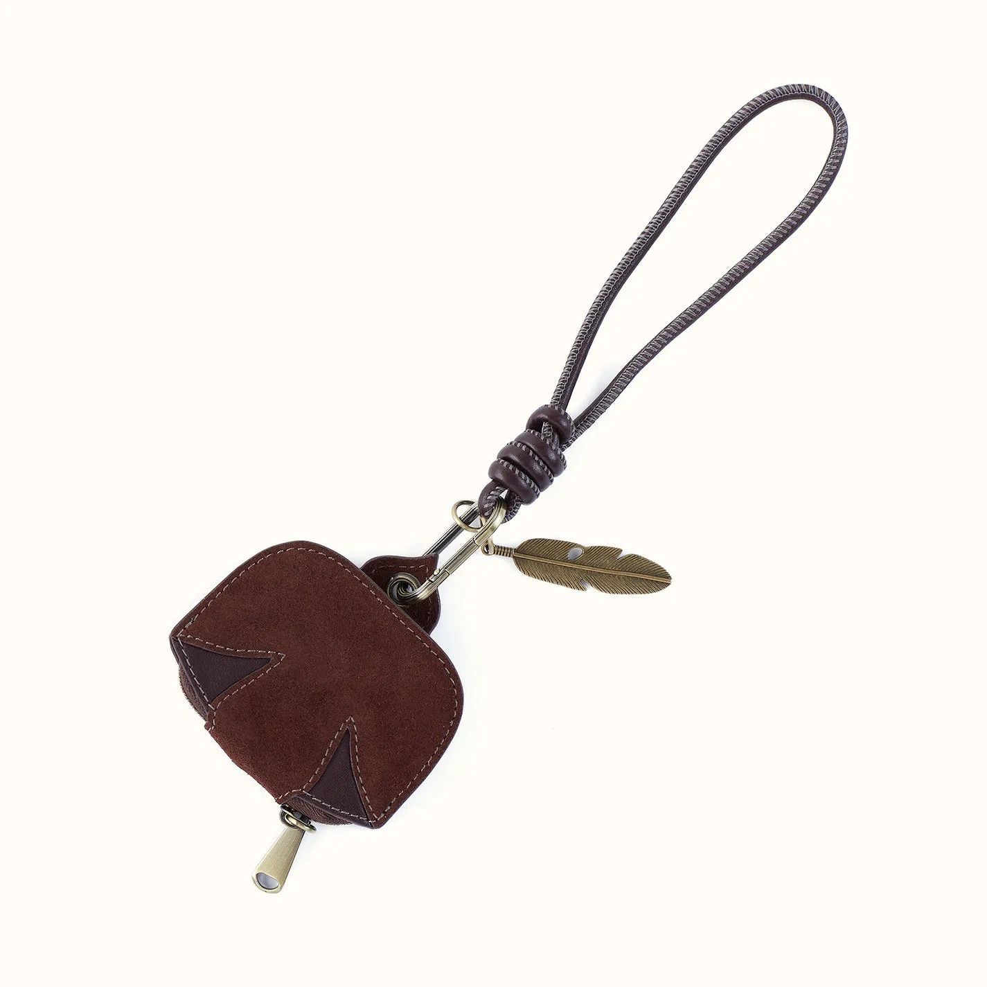 Bird Clip Pouch In Suede Leather - Chocolate sold by HOBO product image thumbnail 3