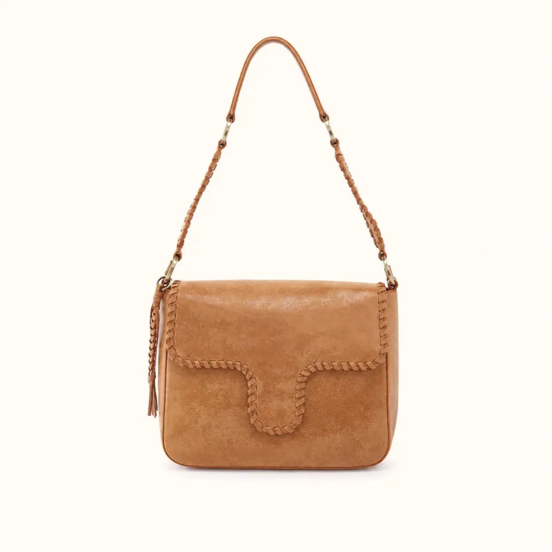 Rogue Shoulder In Buffed Leather - Whiskey made by HOBO