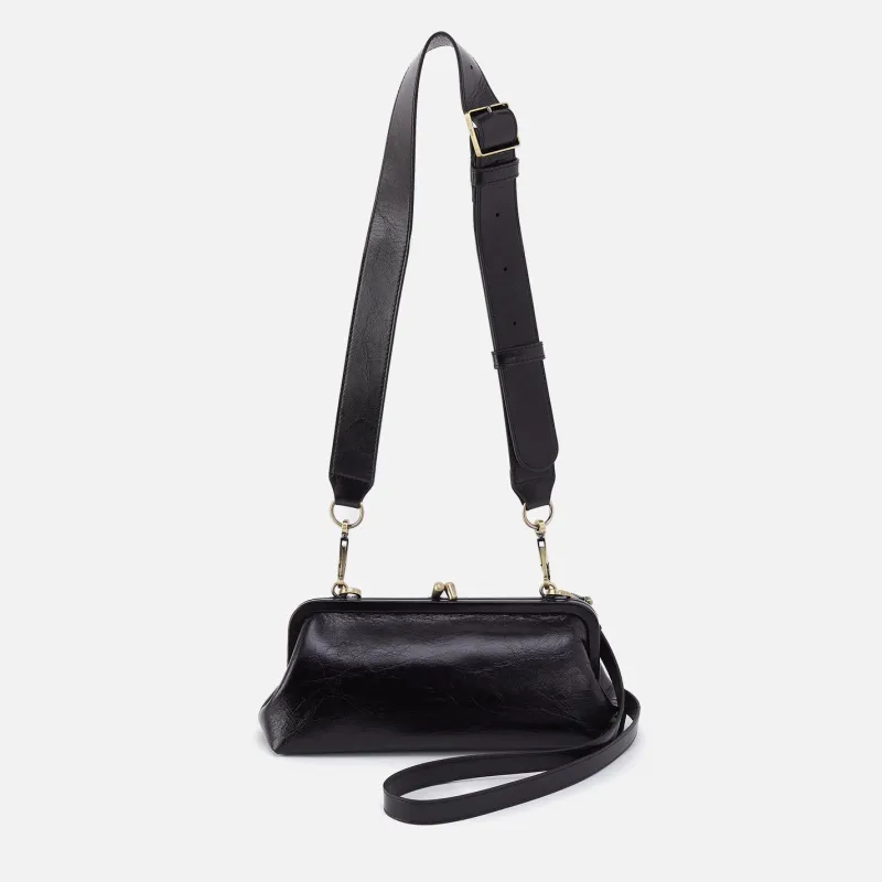 Della Frame Small Shoulder Bag in Polished Leather - Black made by HOBO
