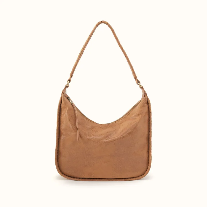 Mia Crescent Large Hobo In Buffed Leather - Whiskey made by HOBO