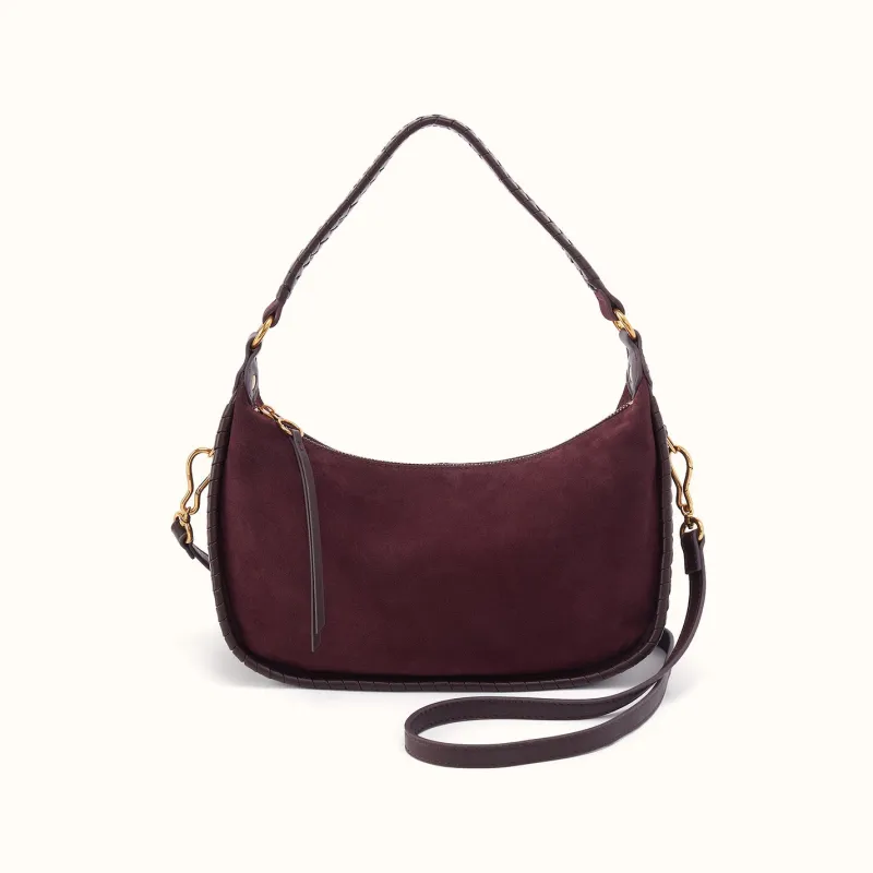 Mia Crescent Hobo In Suede Leather - Dark Cherry made by HOBO