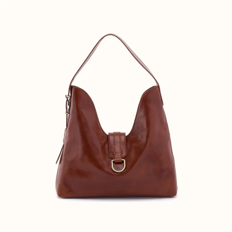 Atlas Hobo Bag In Patina Leather - Pecan Ridge made by HOBO