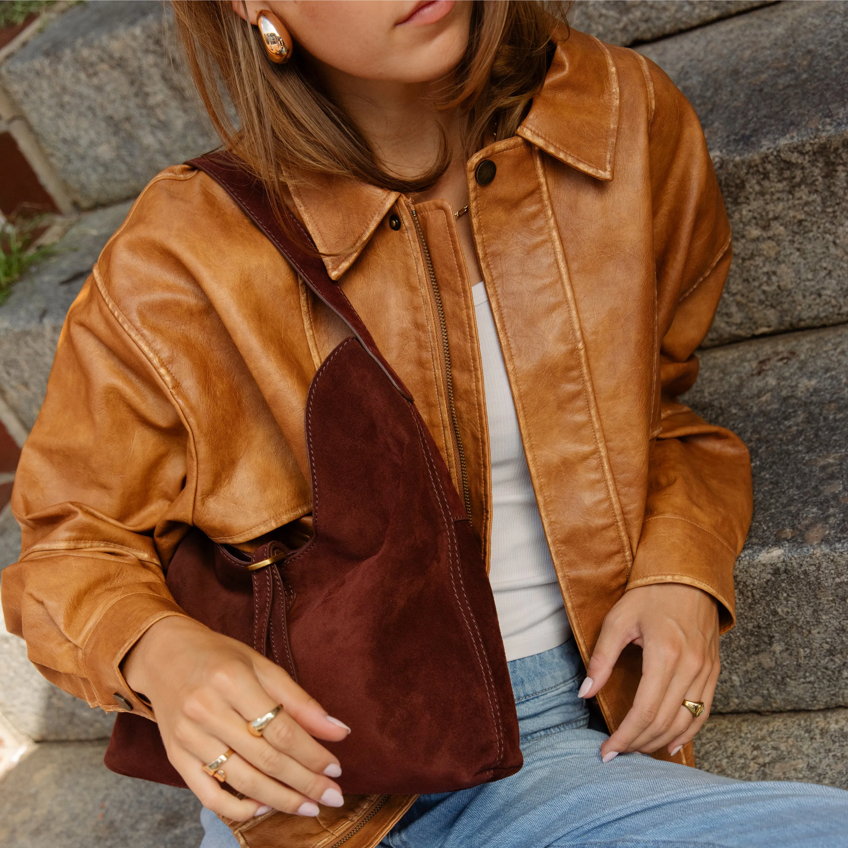 Atlas Hobo Bag In Suede Leather - Chocolate sold by HOBO product image thumbnail 2